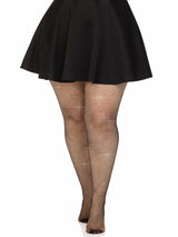 Leg Avenue - Medias Rejilla Cristalizada Negro Plus Size