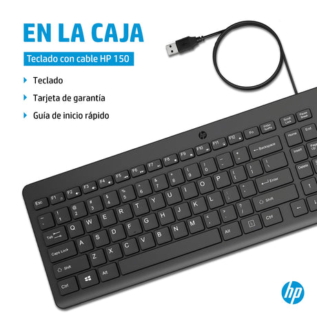 EAN 196548244232 - HP 150 USB-A Wired Keyboard teclado Universal Negro imagen 4