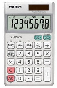 Casio Sl-305eco Calculadora Bolsillo Básica Plata, Blanco