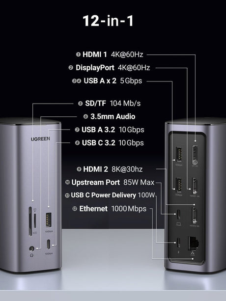 EAN 6957303893256 - Ugreen Revodok Pro 312 10000 Mbit/s Gris imagen 2