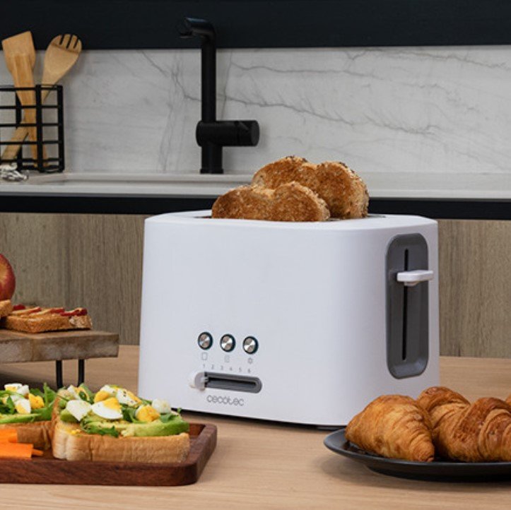 Tostadora Cecotec Toast&Taste 9000, Vertical 2 Ranuras 980w Blanco