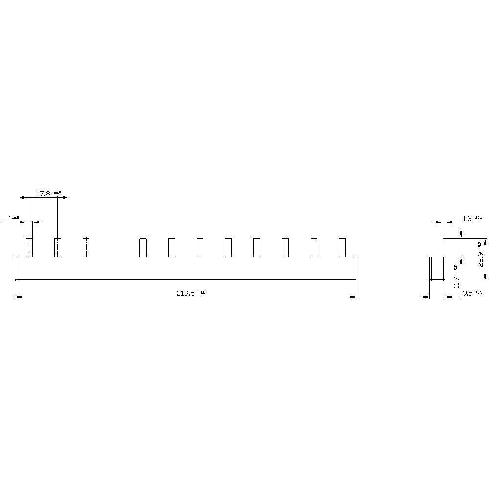 Siemens Stiftsammelschiene 10qmm 5st3624 Anschl. 3ph. N+8xphase Berhrungssicher