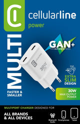 Cellularline Usb-C Duo Gan Reiselader 30w White