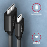 Axagon Hmm3-Cm10ab Cable Micro-B Usb Auf Usb-C 3.2 Gen 1, Negro - 1m