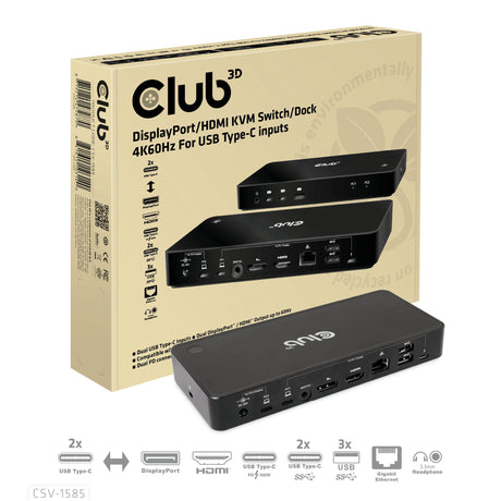 EAN 8719214472870 - CLUB3D CSV-1585 interruptor KVM Negro imagen 1