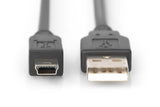 Cable Digitus Usb 2.0, Usb-A Macho > Mini Usb Macho Negro, 3 Metros Ak-300108-030-S