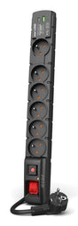 EAN 5904743557300 - ACAR W2436 limitador de tensión Negro 6 salidas AC 230 V 1,5 m imagen 1