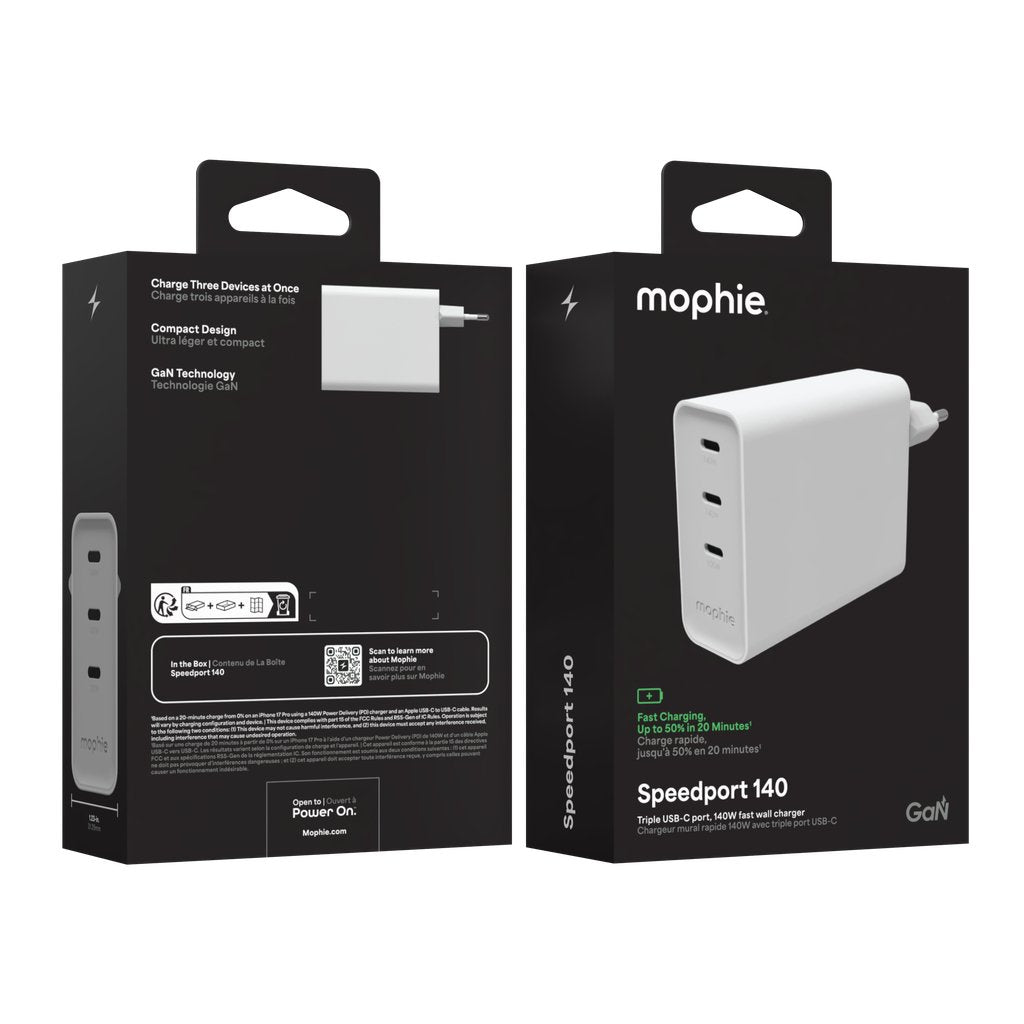 Zagg Mophie Fuente De Alimentación Gan 140w 3x Usbc 2026 Wei