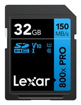 Lexar 32gb Professional 800x Pro Memory Card Sdxc Uhs-I Black Blue