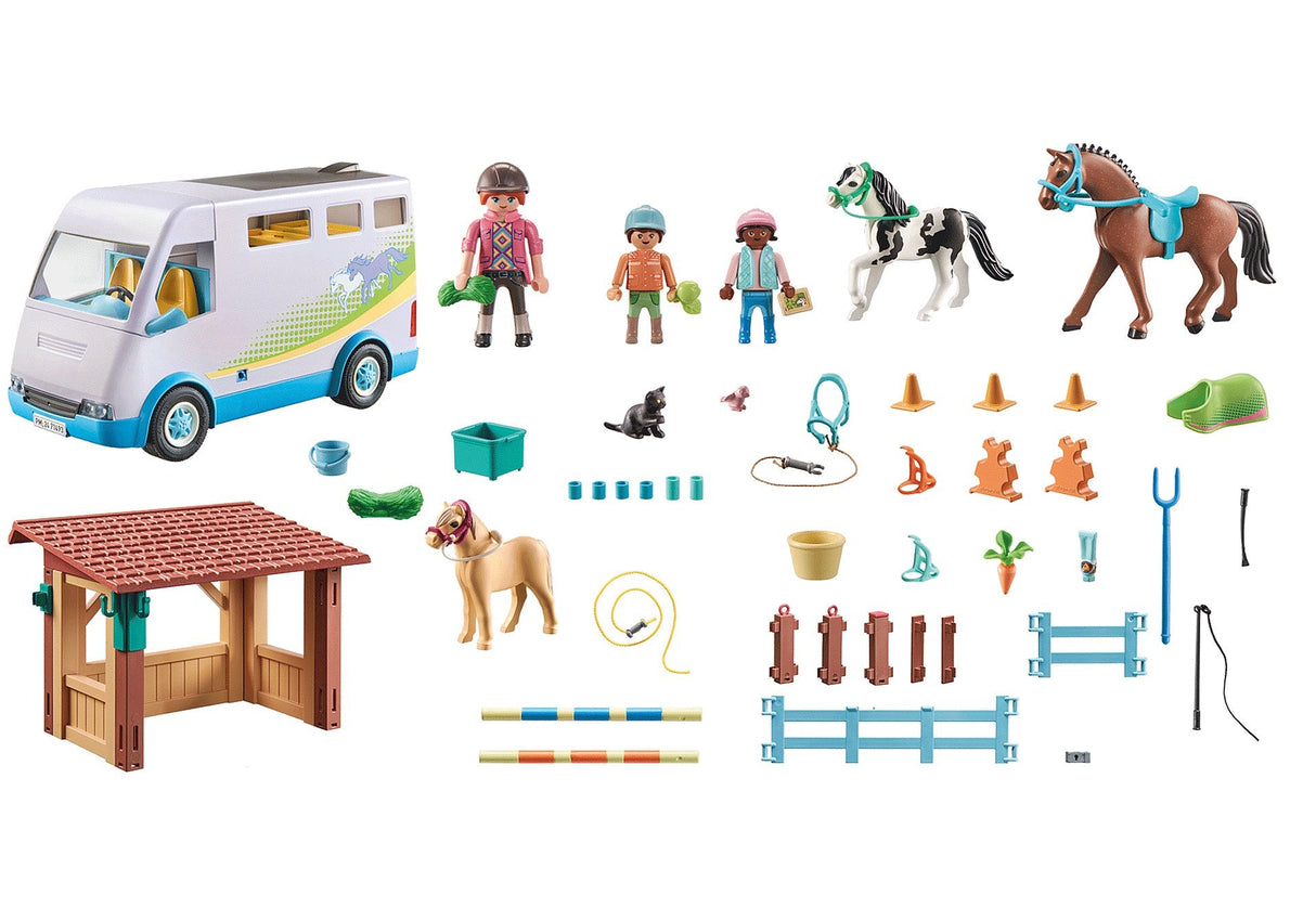 Playmobil 71493 Escuela De Equitación Móvil Caballos De La Cascada