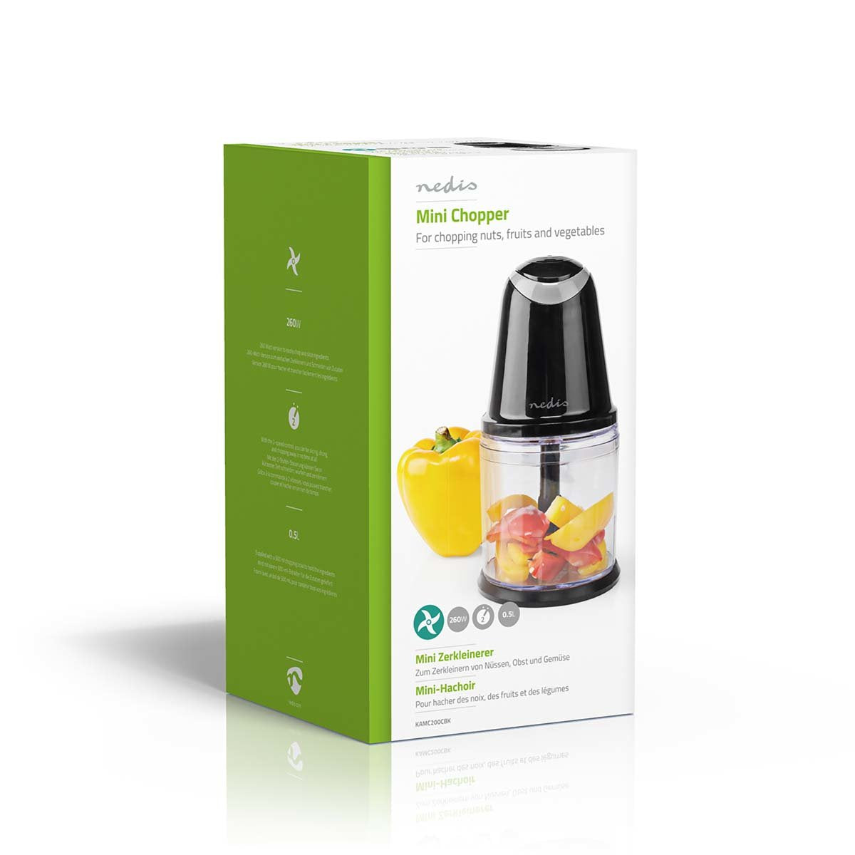 Nedis Picadora De Alimentos  260 W  0.5 L  Plstico  2 Ajustes De Velocidad  Negro