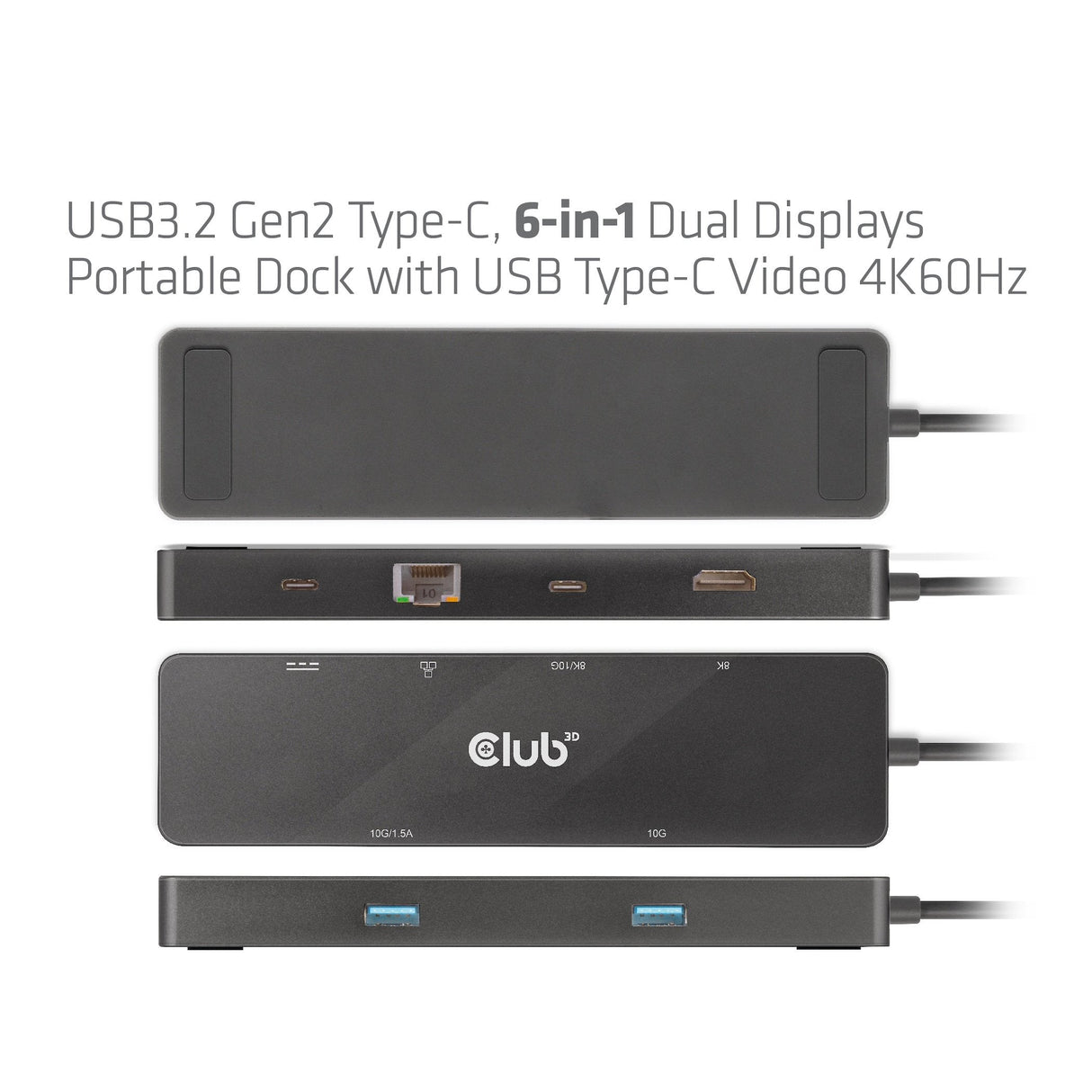 Club3d Usb-C Dock > Hdmi Usb-C 8k 2xusb Usb-C Pd100w Rj45 Retail