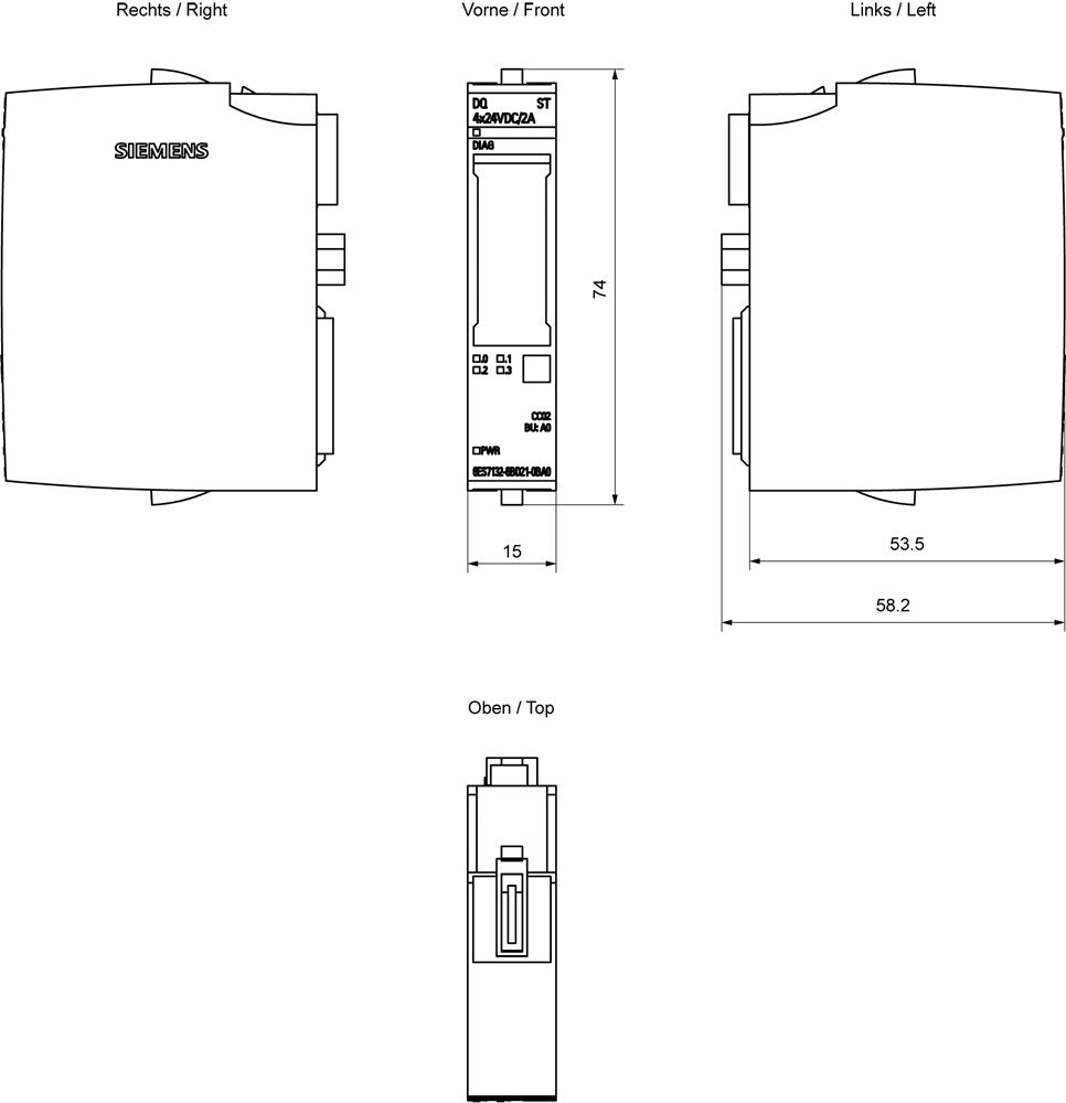 Siem 6es7132-6bd21-0ba0 Simatic Et 200sp Dq 4x24vdc 2a St Vpe 1