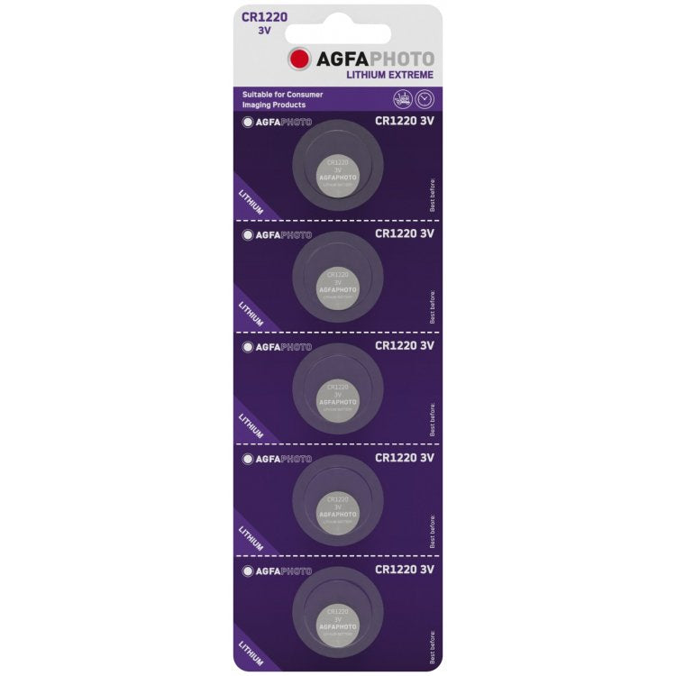 Agfaphoto Bateria Lithium Cr1220, 3v Extreme, Retail Blister (5-Pack)
