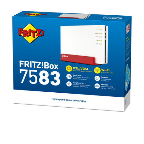 EAN 4023125029219 - Box FRITZ! 7583 VDSL INT router inalámbrico Gigabit Ethernet Doble banda (2,4 GHz / 5 GHz) Rojo, Blanco imagen 3