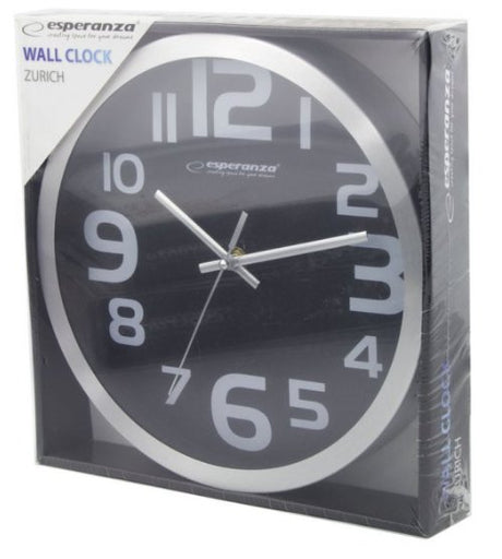 EAN 5901299929889 - Esperanza EHC013K Wall Clock - Zurich - Black Reloj de cuarzo Ovalado Negro, Blanco imagen 2