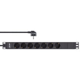 Regleta Inline De 19", Contacto De Protección De 7 Contactos, Sin Interruptor, 2 M, Negro