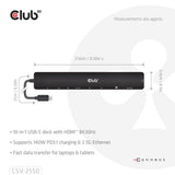 EAN 8719214473389 - CLUB3D CSV-2550 base para portátil y replicador de puertos Alámbrico USB Tipo C Negro imagen 8