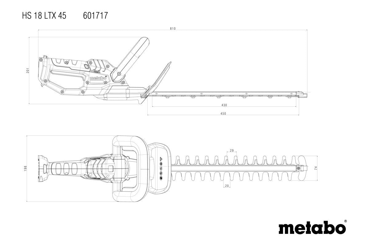 Metabo Hs 18 Ltx 45 Cordless Hedge Trimmer 18 V 43 Cm