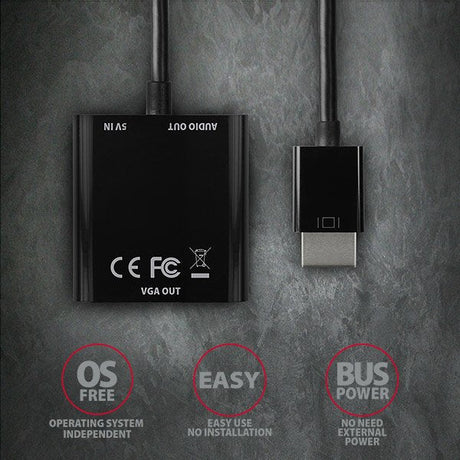 EAN 8595247904409 - Axagon RVH-VGAN adaptador de cable de vídeo 0,15 m HDMI tipo A (Estándar) VGA (D-Sub) Negro imagen 7