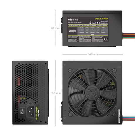 EAN 8435739905135 - AISENS ASPC-500ATX-SEOBK unidad de fuente de alimentación 20+4 pin ATX Negro imagen 3