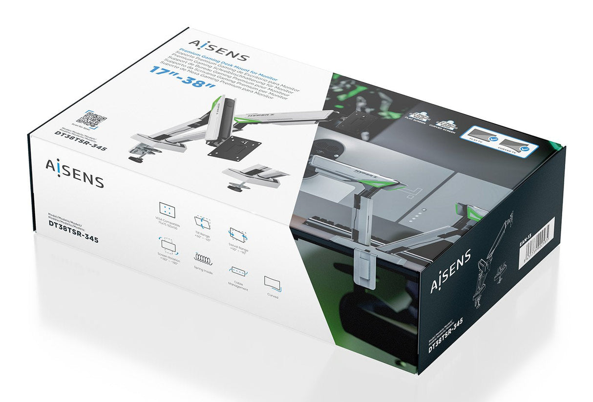 EAN 8435739902585 - AISENS DT38TSR-345 soporte para monitor 96,5 cm (38") Escritorio Negro, Blanco imagen 6