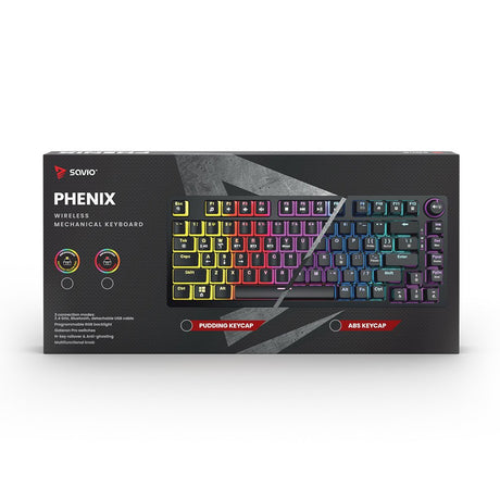 EAN 5901986048558 - Savio SAVGK-PHENIX RED PUDDING teclado Juego USB + RF Wireless + Bluetooth QWERTY Inglés de EE. UU. Negro imagen 7