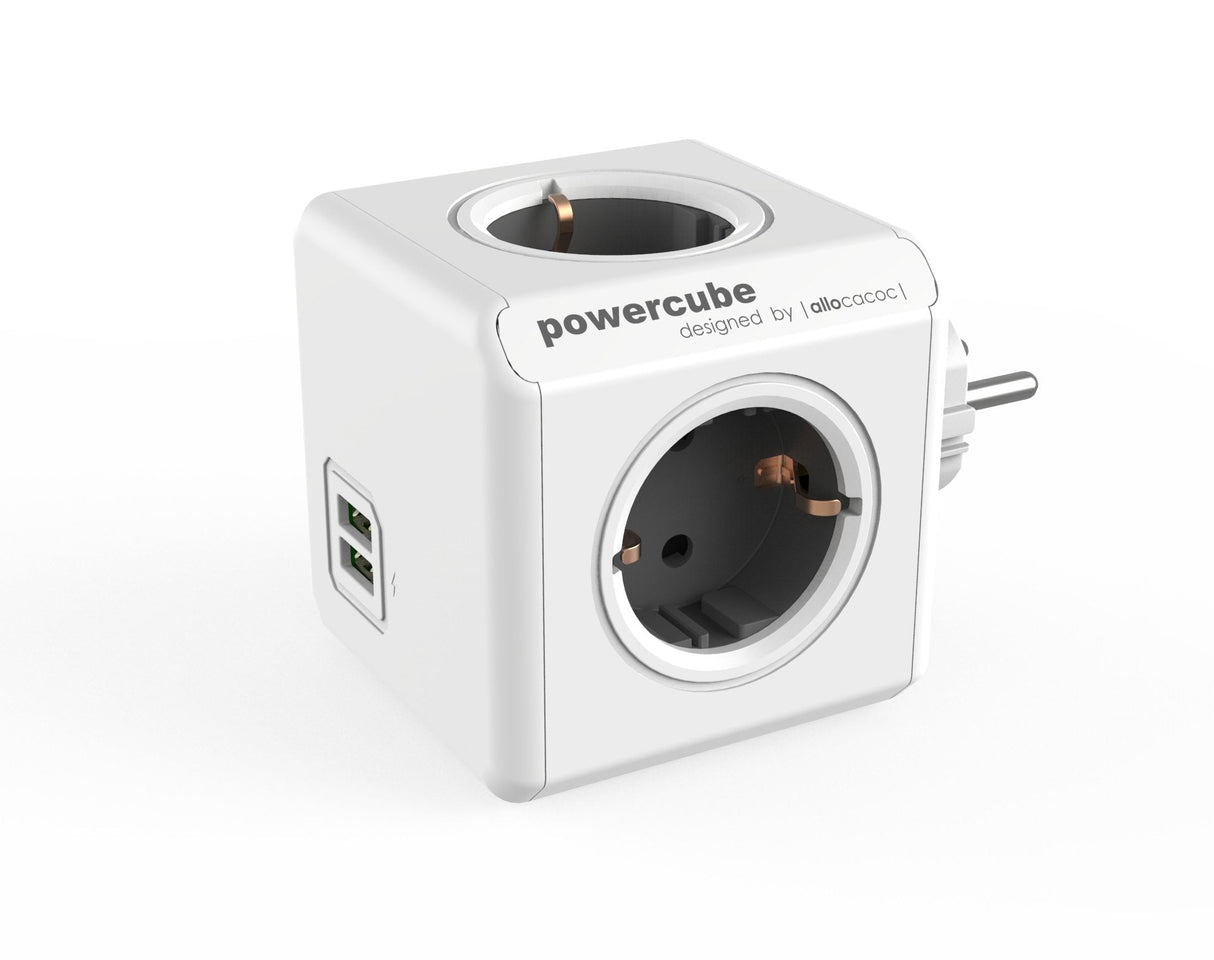 Powercube Original Usb 4 Tomas + 2 Usb Gris