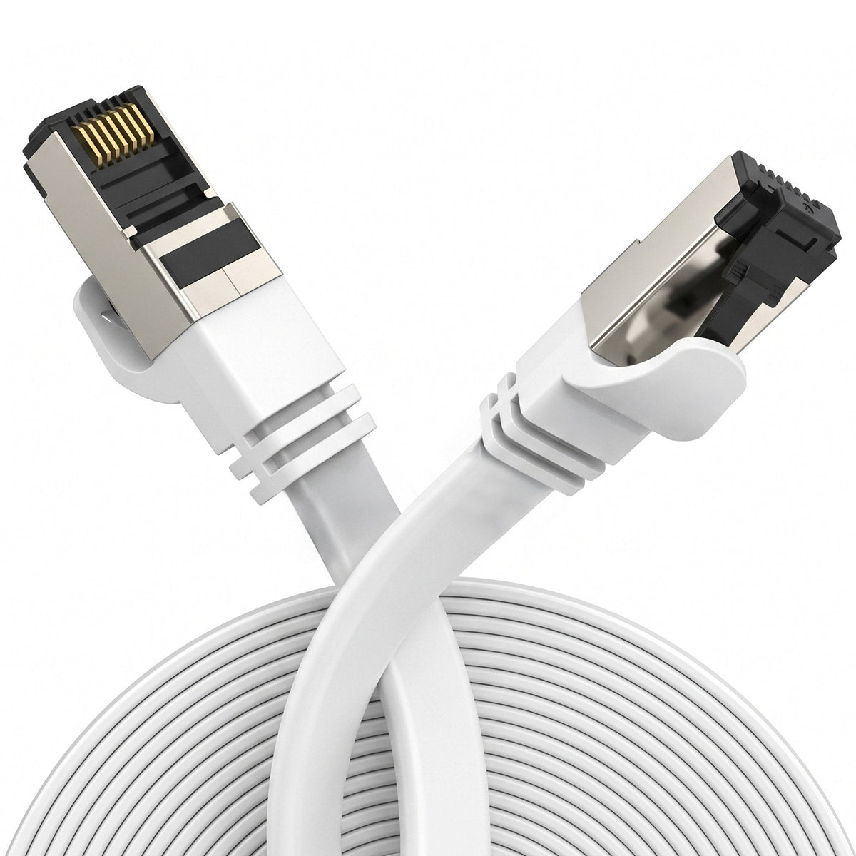 Extralink Lan Patchcord Cat.8 U Ftp 15m 40g Flat Shielded Foiled Twisted Pair Bare Copper White