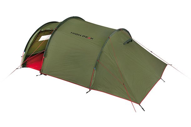 High Peak Carpa Túnel Falcon 4 Verde/Rojo  Con Tija Para Equipaje 10327