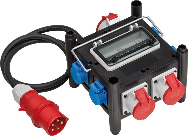 Brennenstuhl 1153690400 Base Múltiple 2 M 5 Salidas Ac Exterior Negro, Azul, Rojo