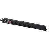 19'' Rack Mount Power Strip, - On/Off Switch , 1u, 13a With - 6 X Danish Type K Socket And 3m Cable With Type K Plug - Warranty: 60m