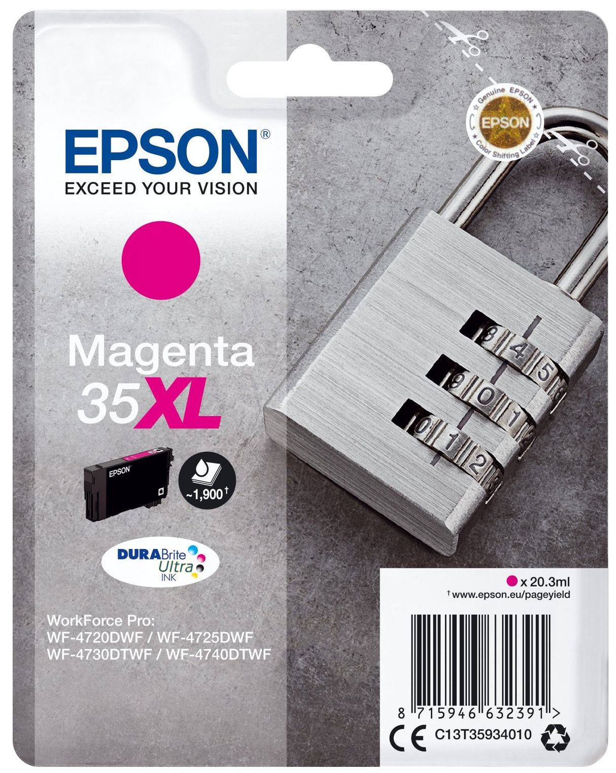 EAN 8715946632391 - Epson Padlock C13T35934010 cartucho de tinta 1 pieza(s) Original Alto rendimiento (XL)imagen 1)