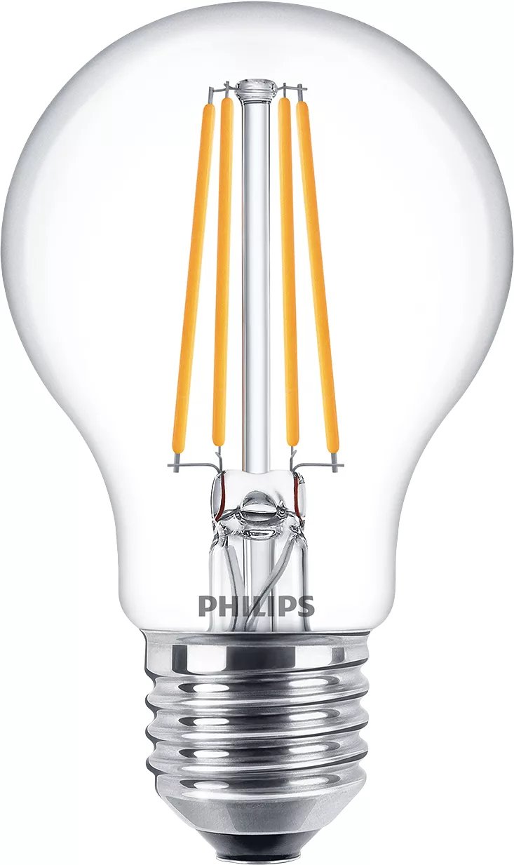 Philips Filament-Lámpara, Transparente, 60w A60 E27 X2, 7 W, 60 W, E27, 806 Lm, 15000 H, Blanco Cálido