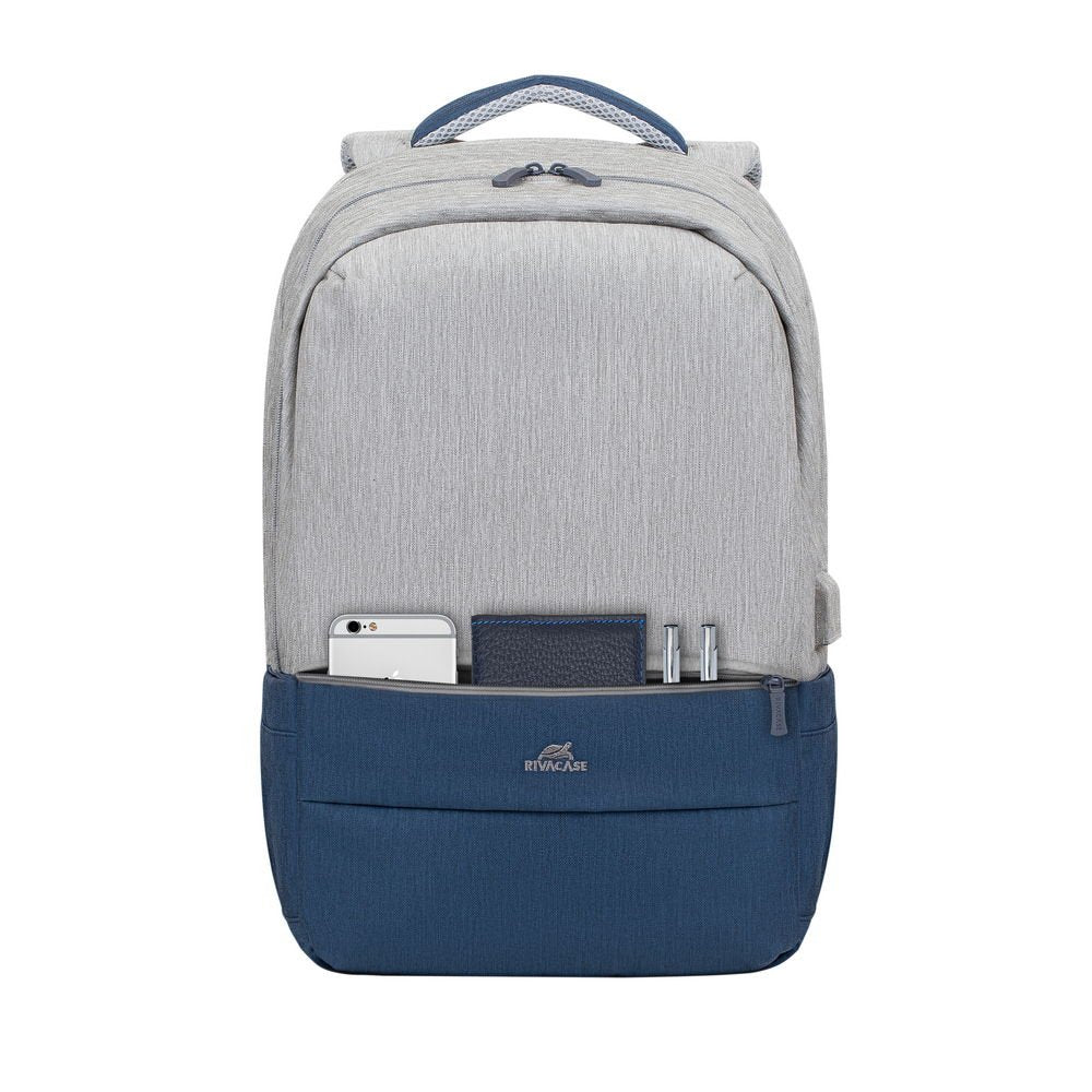 Mochila Riva Nb Prater 17.3" 7567 Gris/Azul Oscuro