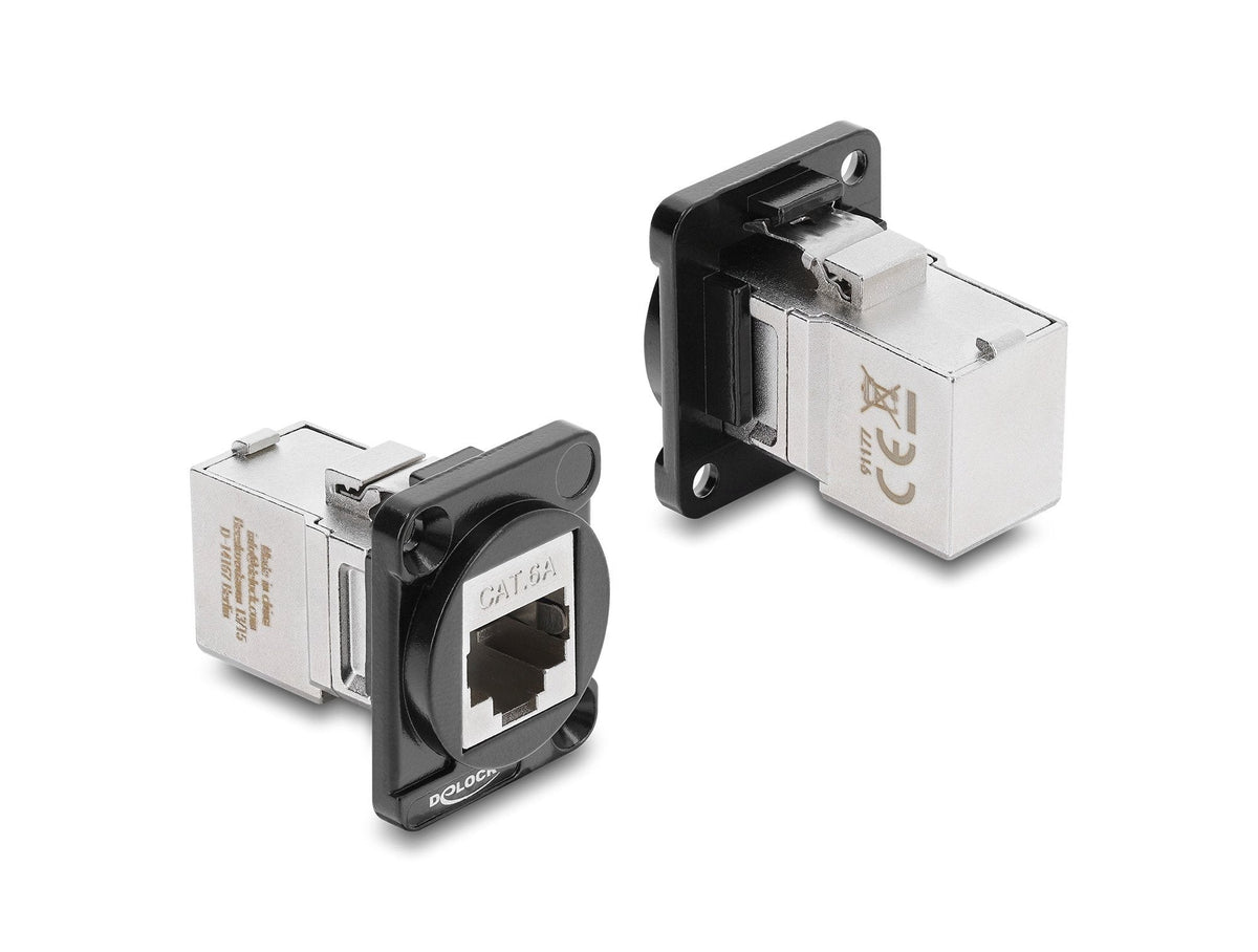 Delock D Tipo Módulo Rj45 Conector Hembra A Hembra 90° Angulado Cat.6a Negro Plateado