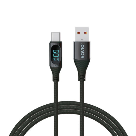 EAN 5901986047780 - Savio USB - USB-C cable with display CL-172 1 m black cable USB USB 3.2 Gen 1 (3.1 Gen 1) USB C Negro imagen 1