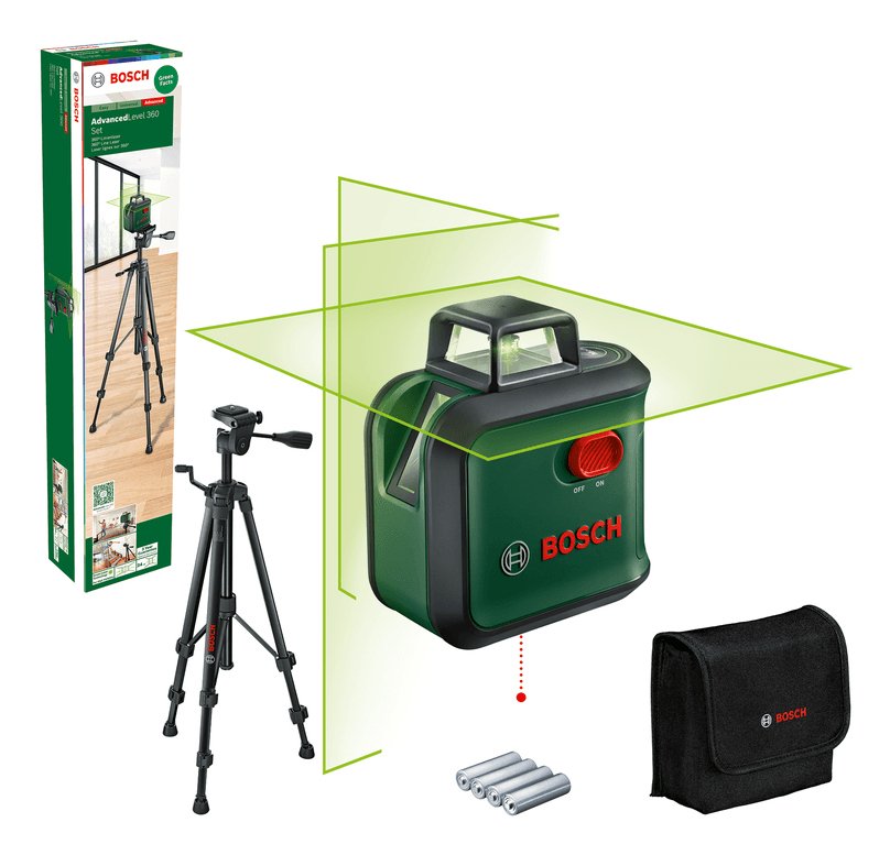 Bosch Bricolaje Y Jardín Láser De Líneas Cruzadas Advancedlevel 360 Set Verde/Negro, Líneas Láser Verdes, Alcance Ø 24 Metros 0603663b07