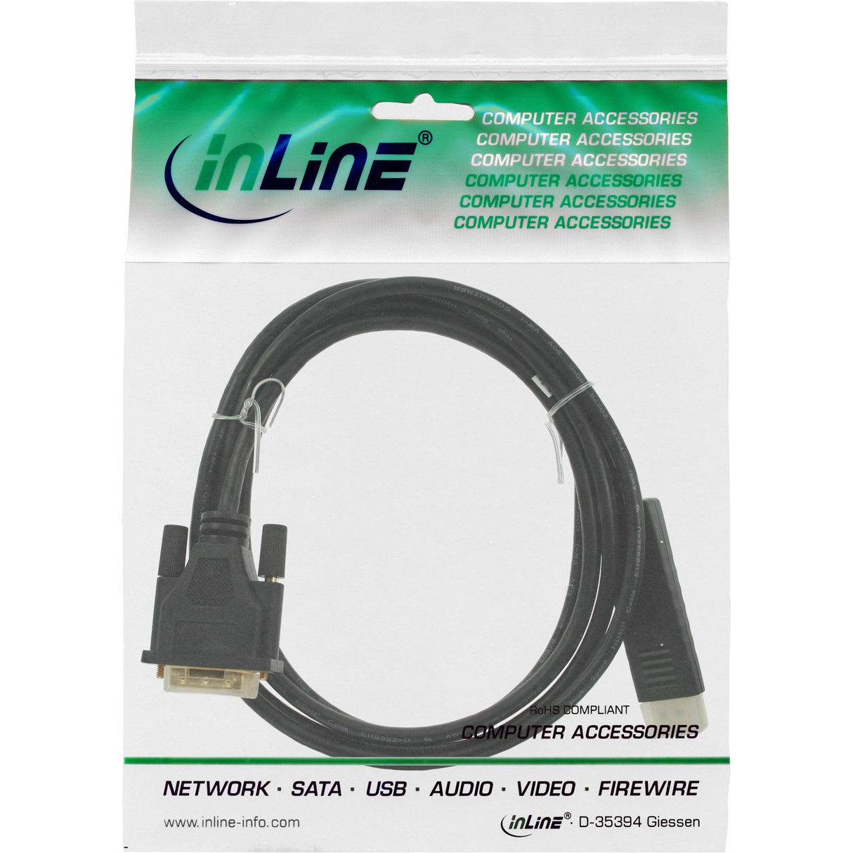 Cable Inline Displayport A Dvi Negro 1m