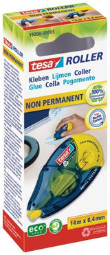 Tesa Rodillo Adhesivo No Permanente Ecologo, Recargable Azul / Transparente, 14 Metros