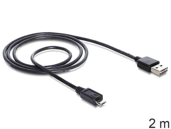 Delock Cable Easy-Usb 2.0 Tipo-A -> Usb 2.0 Micro-B M/M 2m Negro