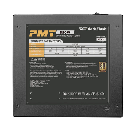 EAN 8809832893444 - darkFlash DP-PMT850GFMS-BFF-KR1 unidad de fuente de alimentación 850 W ATX imagen 9