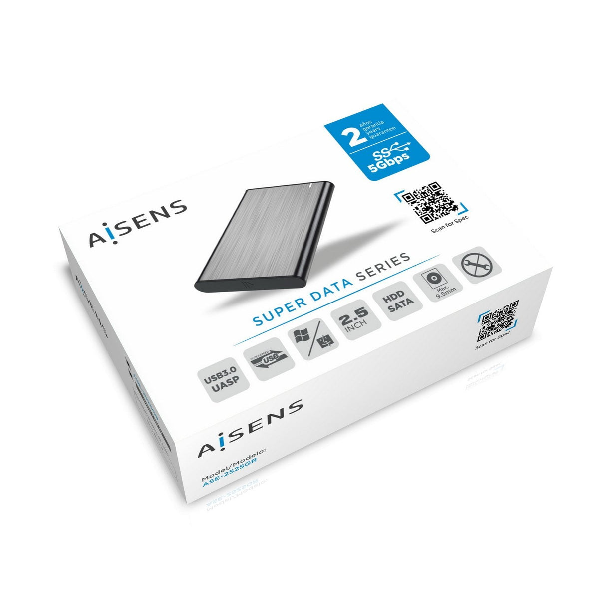 EAN 8436574705959 - AISENS ASE-2525GR caja para disco duro externo Carcasa de disco duro/SSD 2.5" imagen 5