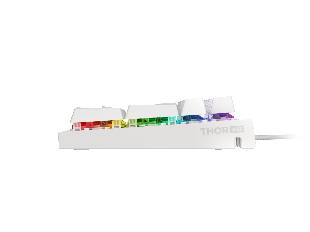 Teclado (Ingles) Mecánico Gaming Genesis Thor 303 Blanco Ee. Uu.  Rgb
