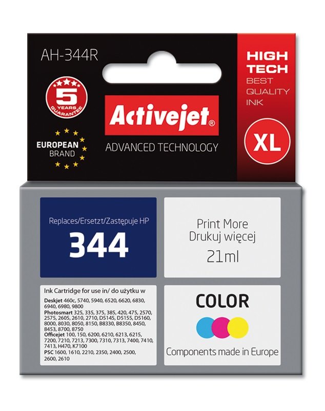 Tinta Activejet Ah-344r (Reemplazo De Hp 344 C9363ee - Premium - 21 Ml - Color)