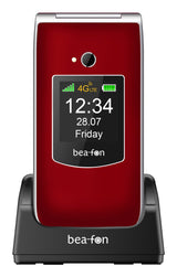 Beafon Sl605 Lte, 4g, Plateado Line, Móvil Plegable Con Teclas Grandes, Rojo-Plateado