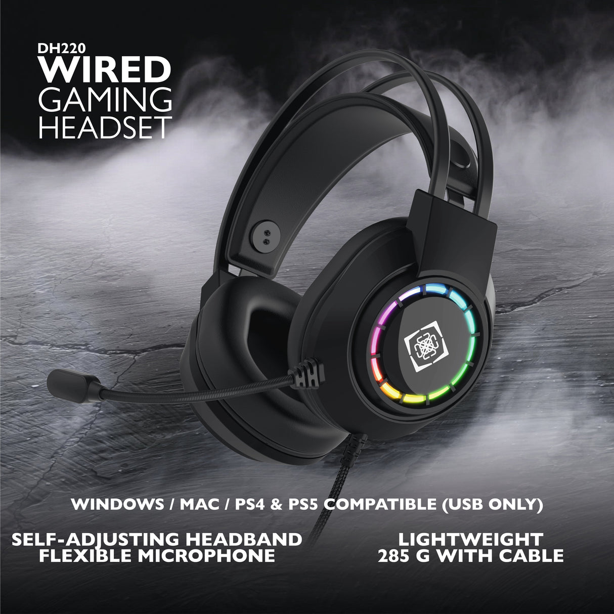 Deltaco Dh220 Gaming Headset Usb Stereo Rgb Schwarz