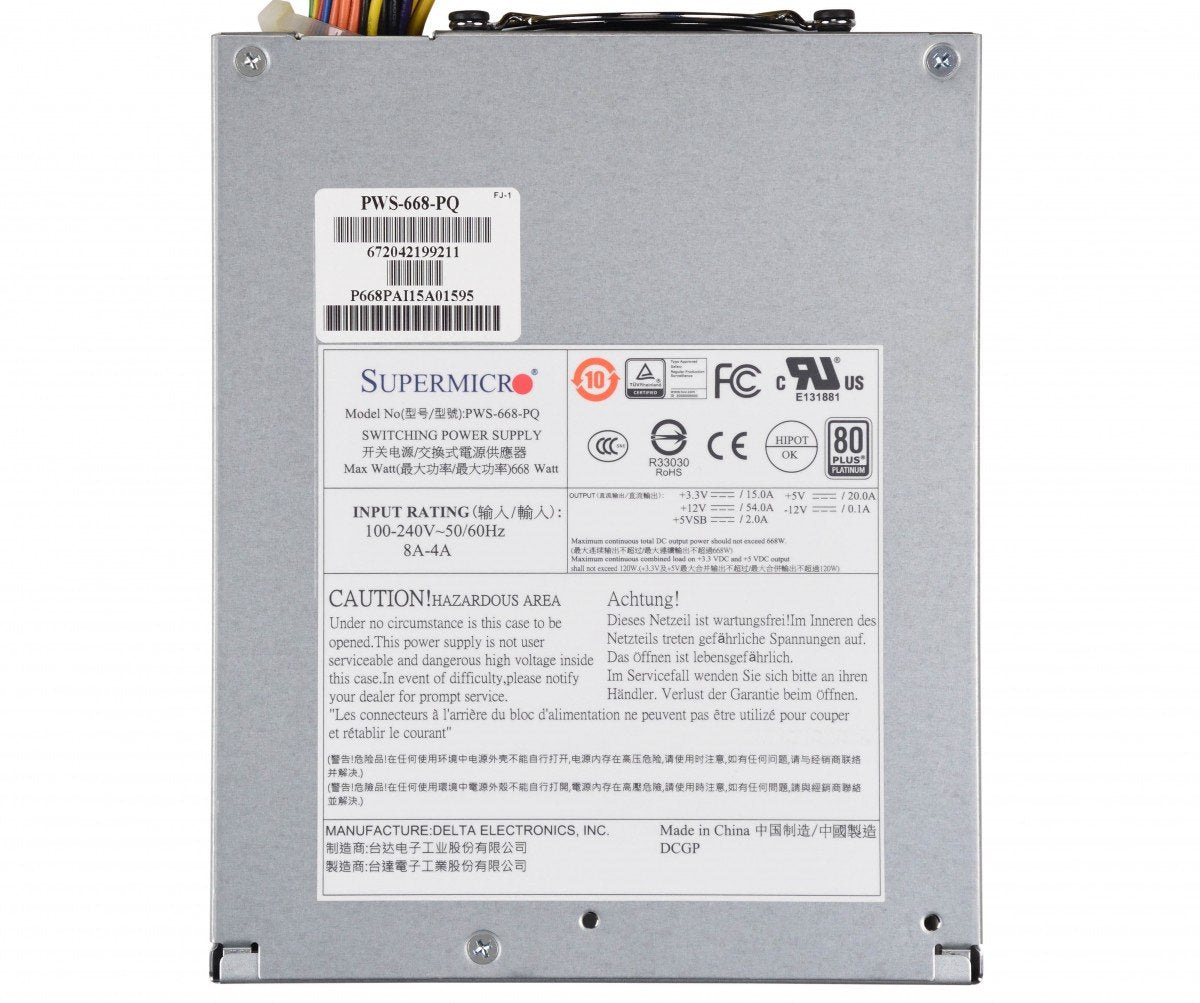 Supermicro Pws-668-Pq Unidad De Fuente De Alimentación 668 W 24-Pin Atx Plata