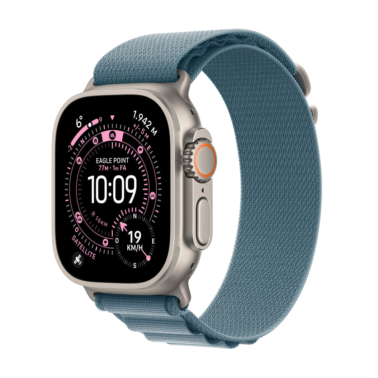 Apple Watch Ultra 3 49 Mm Titanio Natural Sí Reloj Inteligente Con Loop Alpine Tela Azul Claro Tamaño De La Banda: L 64 Gb Lte Nfc Wi-Fi 4 Uwb Bluetooth 5g 61.6 G
