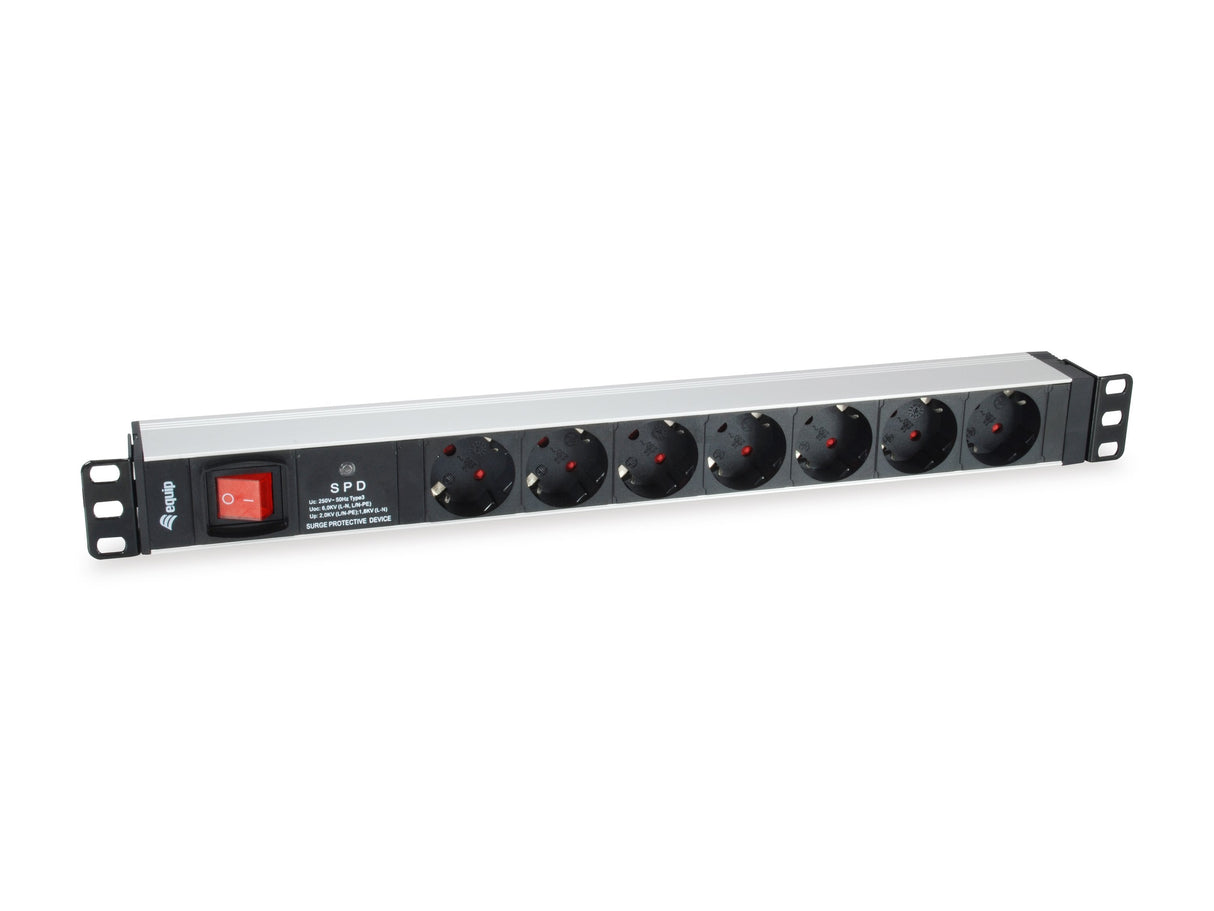 Regleta Alimentacion Rack 19 1u 7 Tomas Con Interruptor Y Protector Sobretension